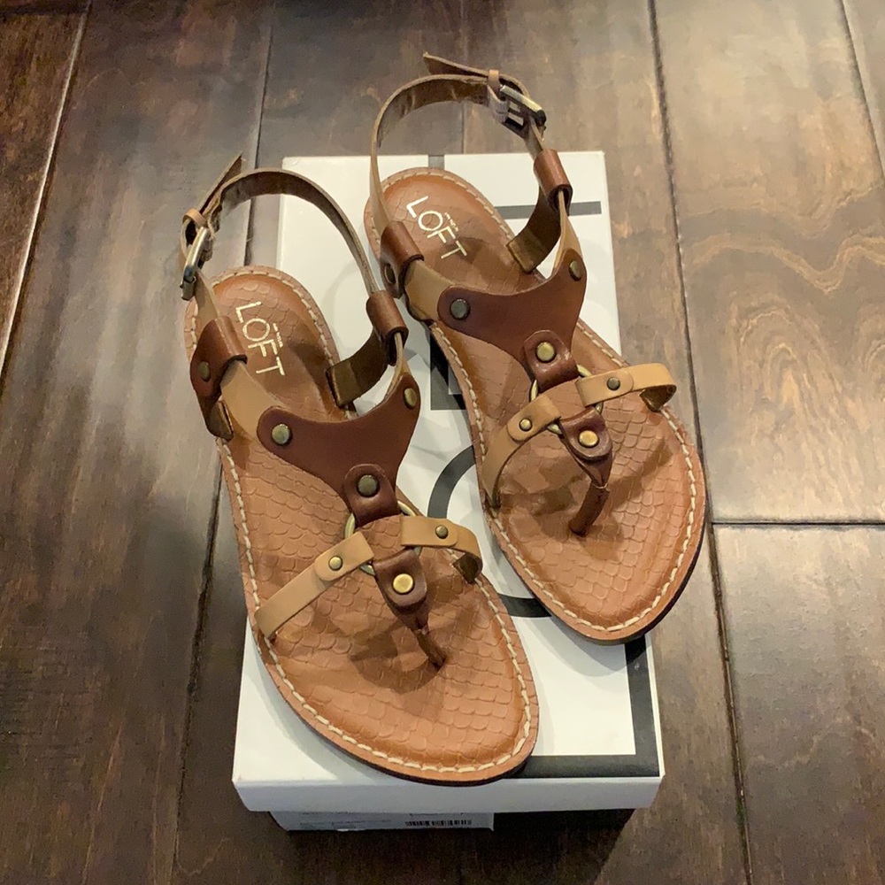 NIB LOFT Benson Ring Detail Leather Sandal Size 7